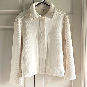 NWT MAX STUDIO Ribbed Crop Shirt Front Button Jacket XL & L Ecru